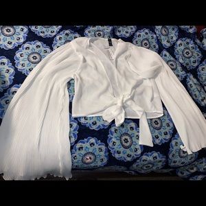 White scallop tie top